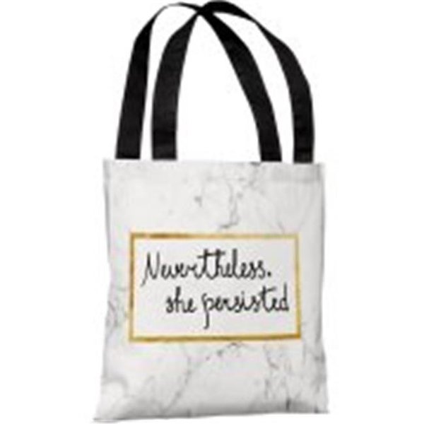 One Bella Casa One Bella Casa 82991TT18P 18 in. Nevertheless She Persisted Polyester Tote Bag; White 82991TT18P